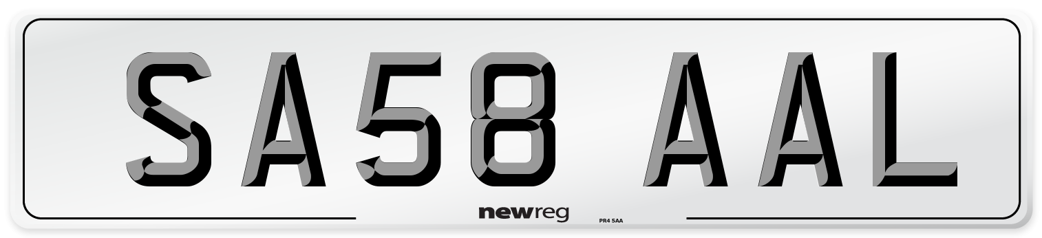 SA58 AAL Number Plate from New Reg